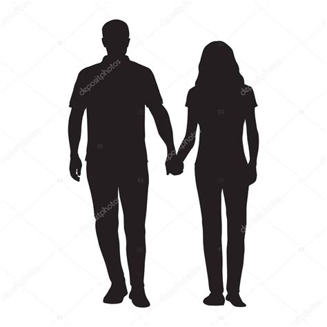 man and woman holding hands silhouette